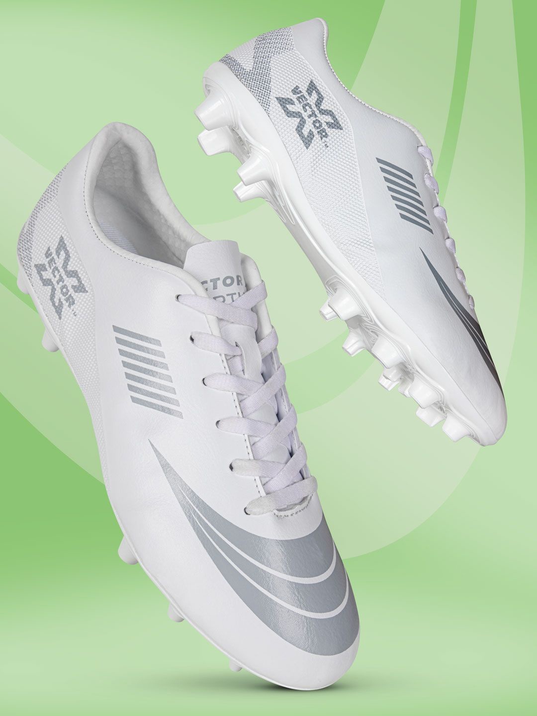 

VECTOR X Unisex Lace-Ups Football Non-Marking Shoes, White