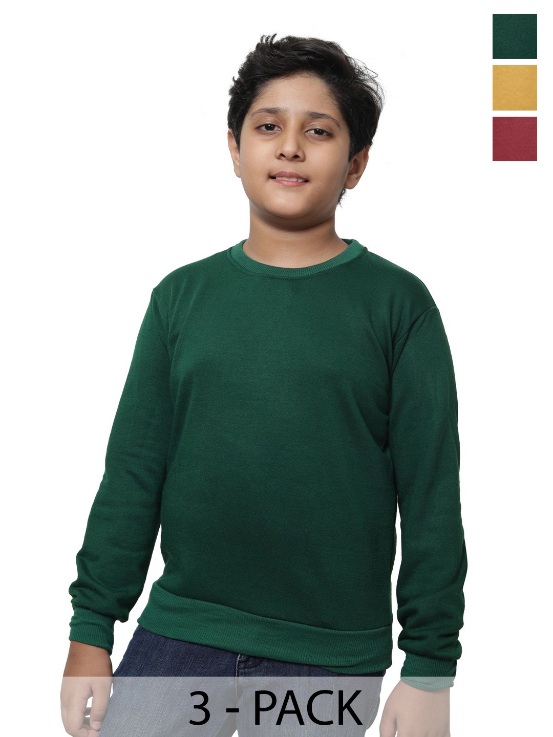 

BAESD Boys Pack Of 3 Round Neck Pullover Sweatshirt, Green
