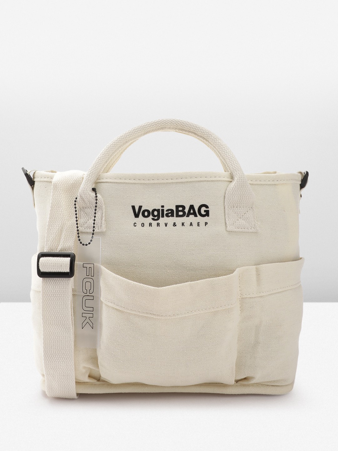 

FCUK Printed Structured Handheld Bag, Beige