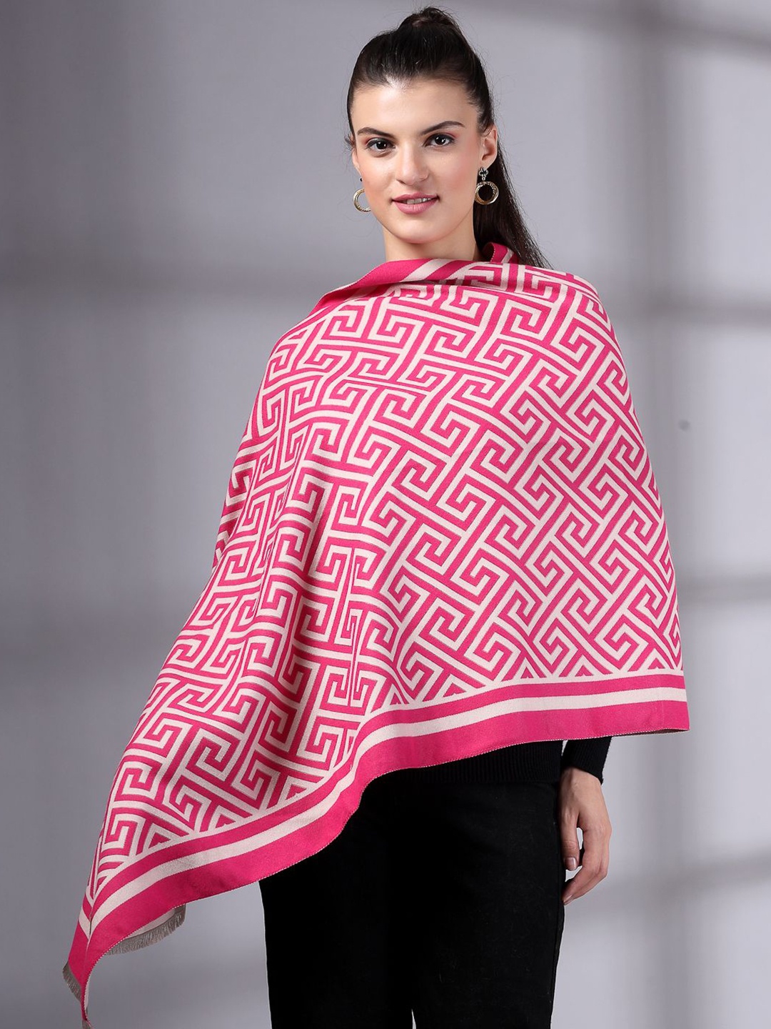 

Mafadeny Women Printed Stole, Pink