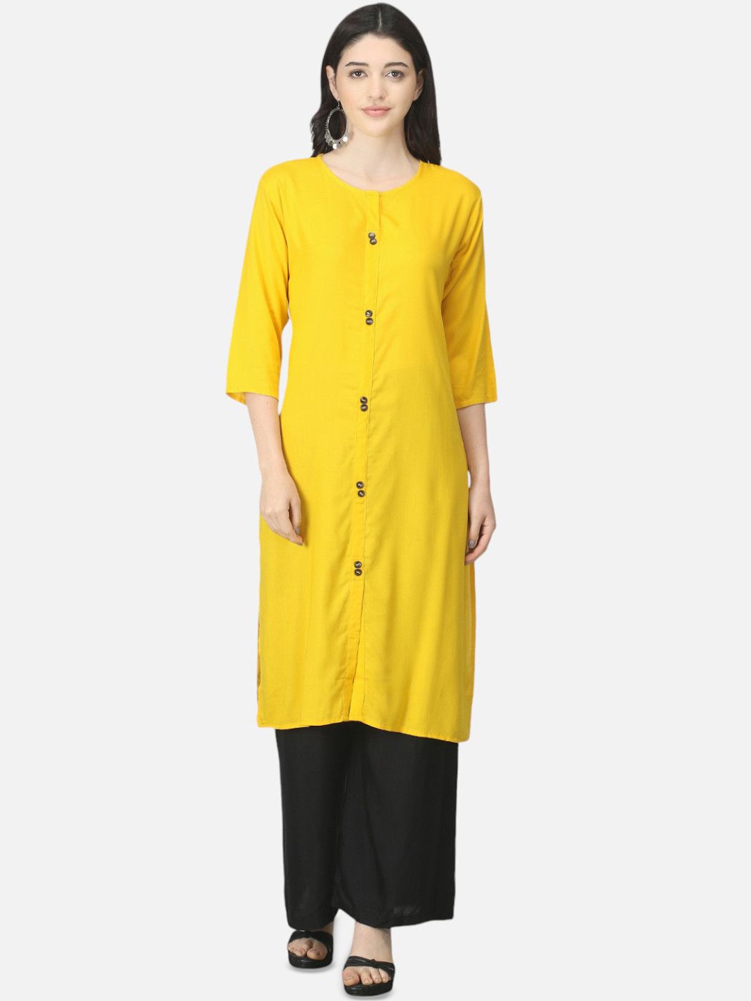 

Biyu Cotton Straight Kurta, Yellow