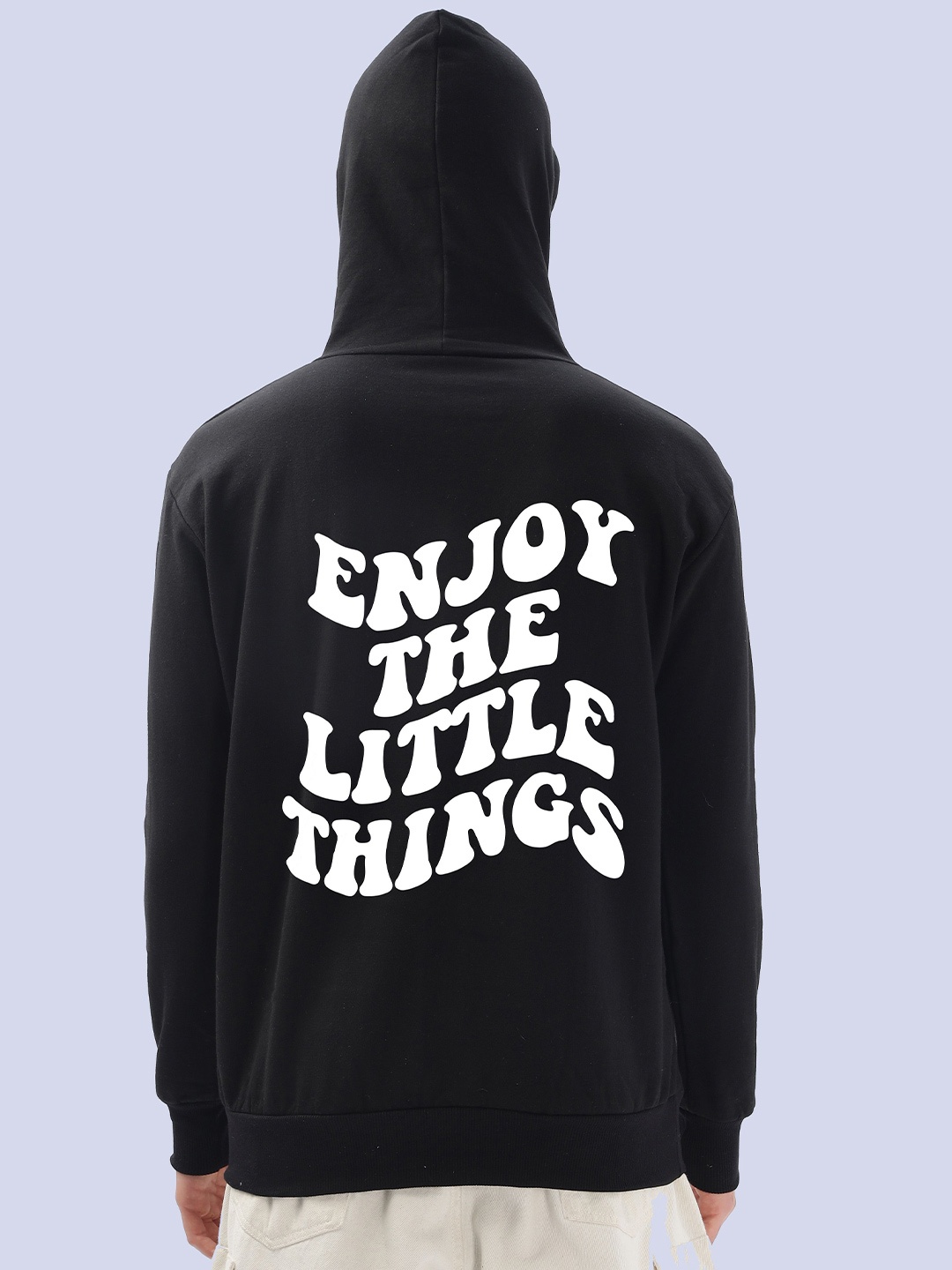 

FALTU.CO Men Pure Cotton Printed Hooded Sweatshirt, Black