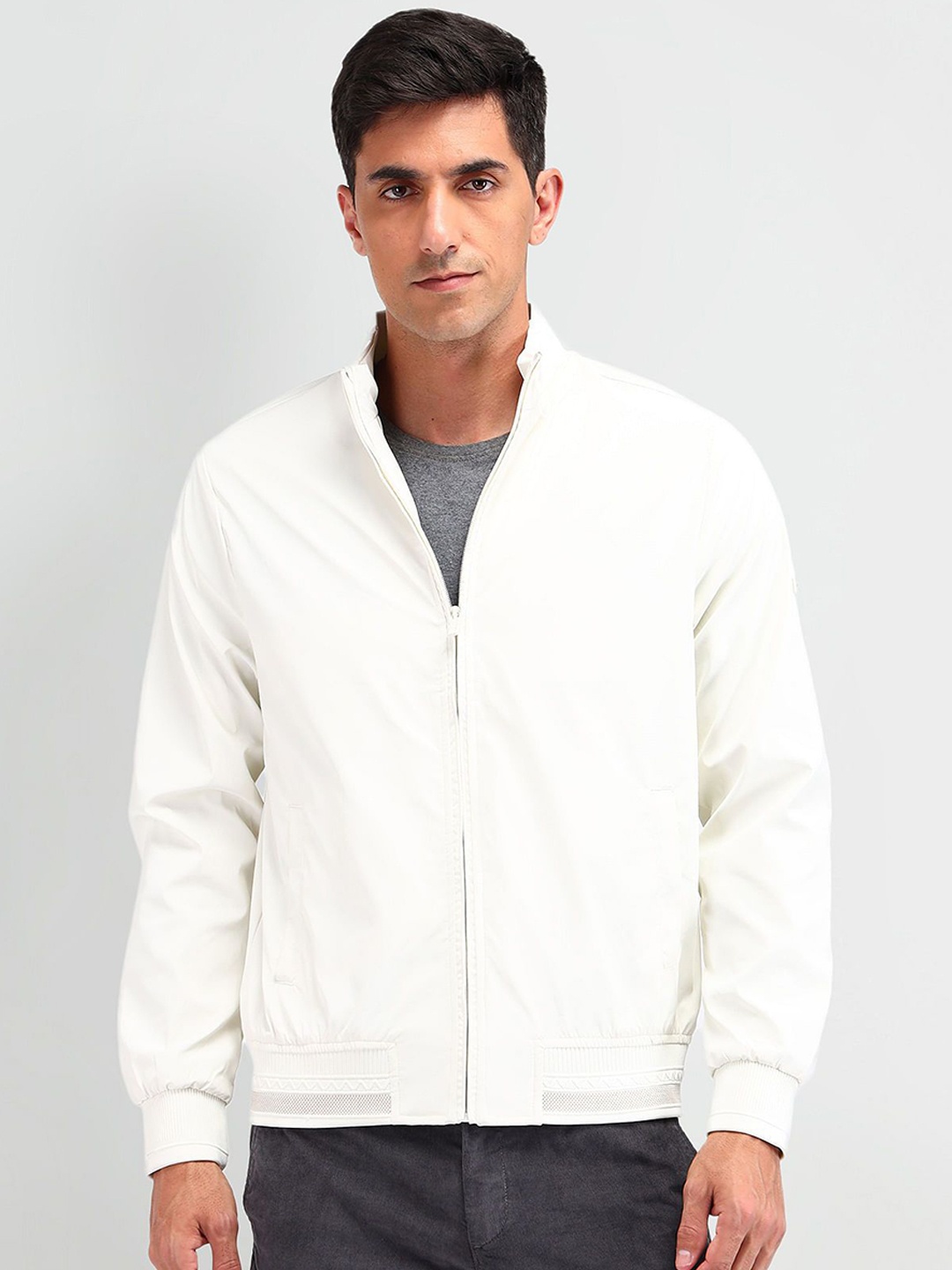 

Arrow Sport Men Crop Bomber Jacket, White