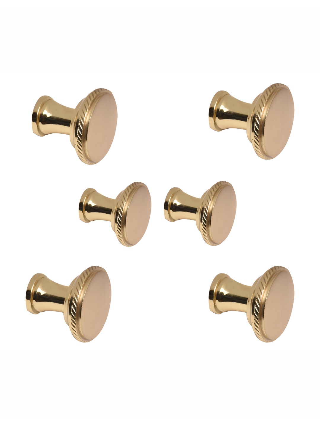 

Indianshelf Goldtoned 6 Pcs Glossy Brass Round Knobs, Gold