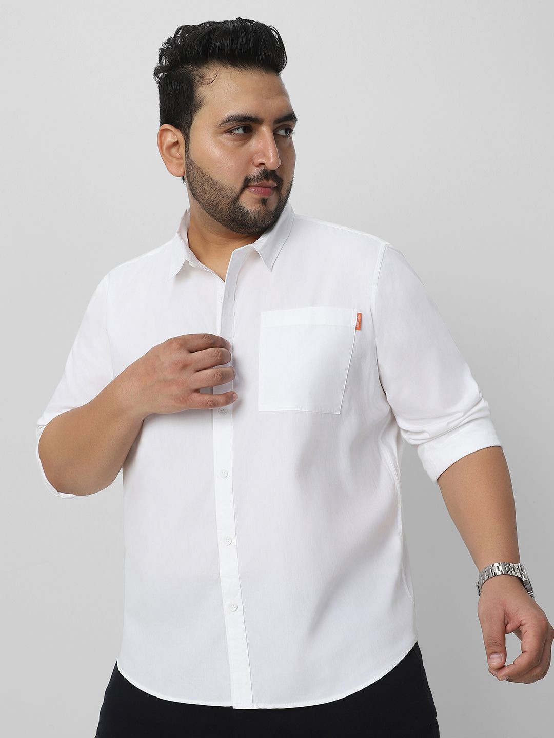 

Urbano Plus Men Spread Collar Solid Cotton Casual Shirt, White
