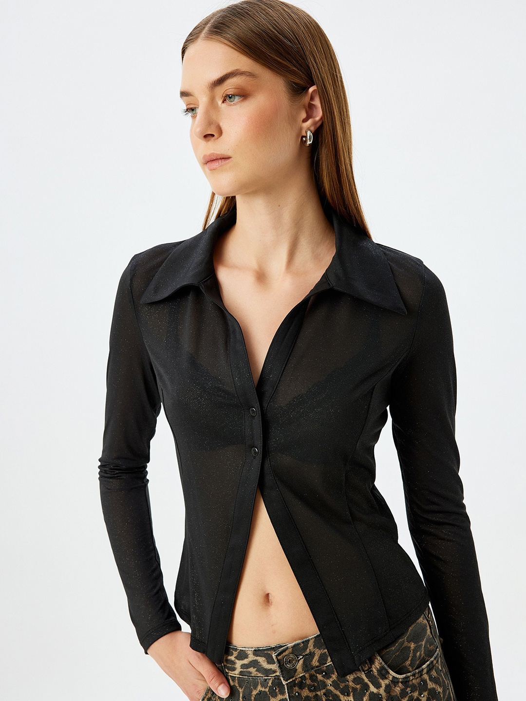 

Koton Women Long Sleeves Shirt Style Top, Black