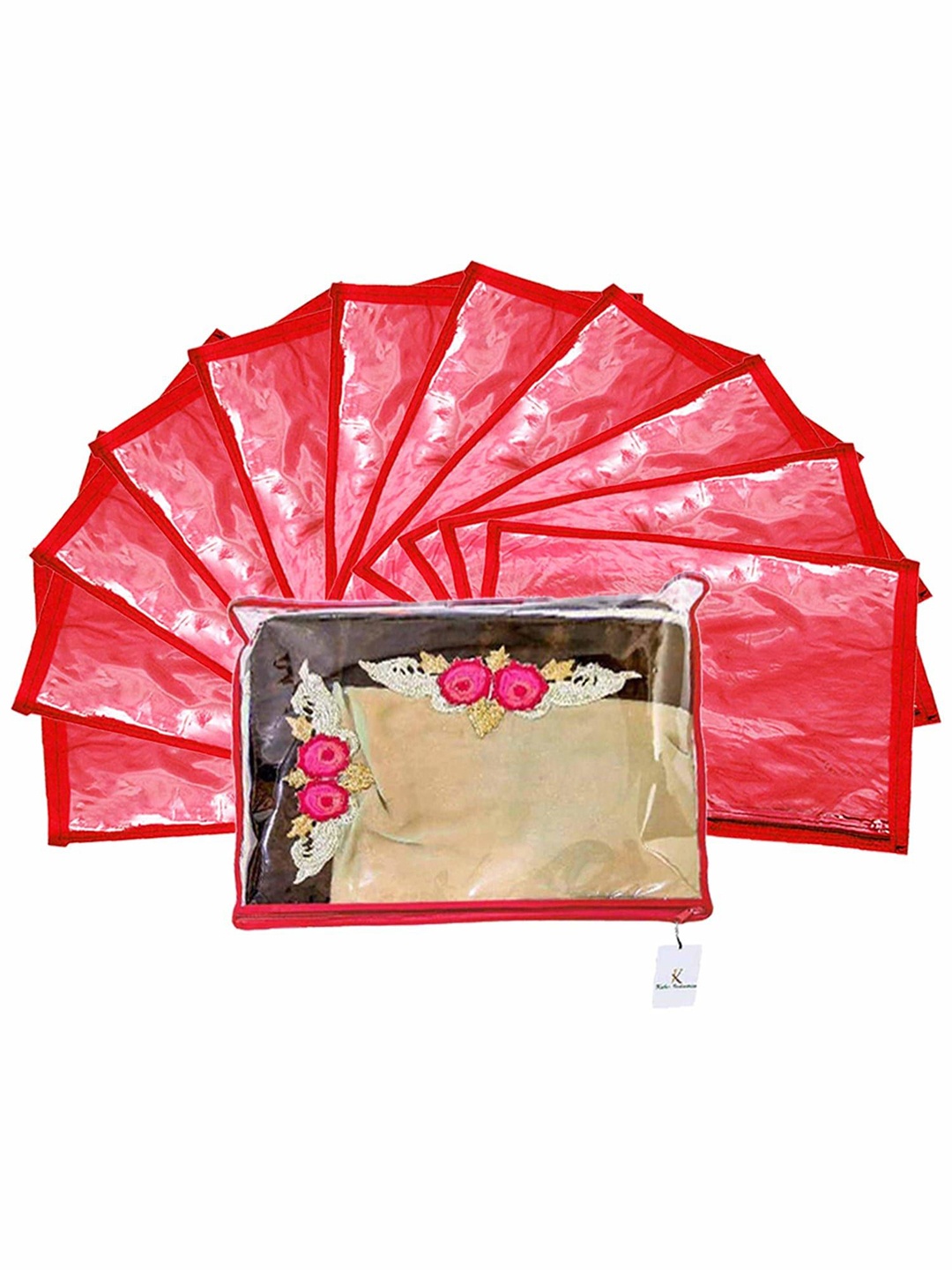 

Kuber Industries Red & White 12 Pieces Saree Covers Organisers