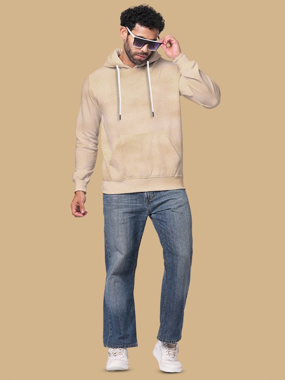 

Wear Your Opinion Fleece Hooded Kangaroo Pocket Sweatshirt, Beige