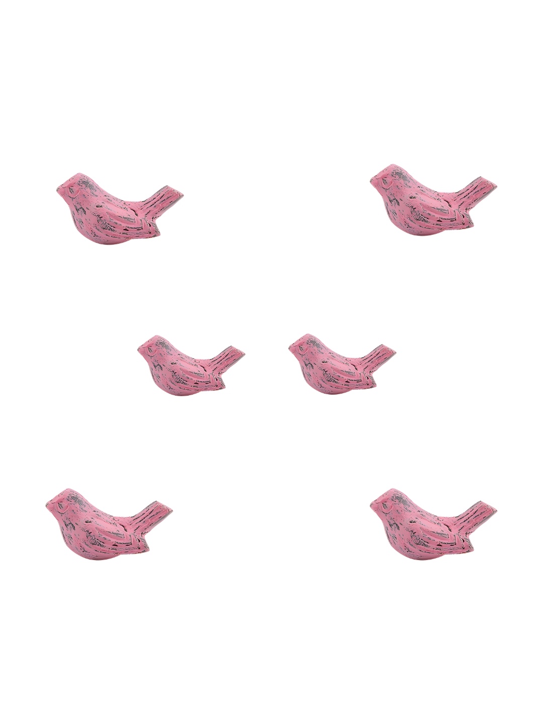 

Indianshelf 6-Pcs Pink & Black Printed Iron Bird Knobs