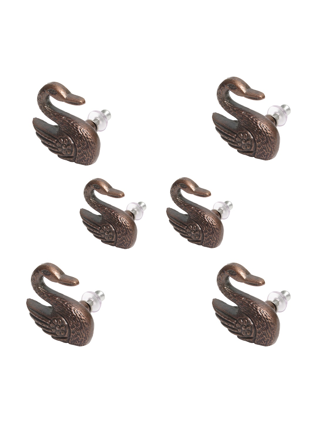 

Indianshelf 6-Pcs Brown Iron Swan Knobs