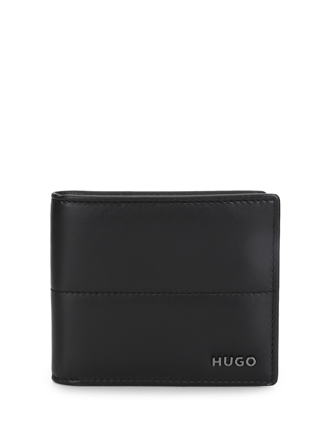 

HUGO Men Leather Two Fold Wallet, Black