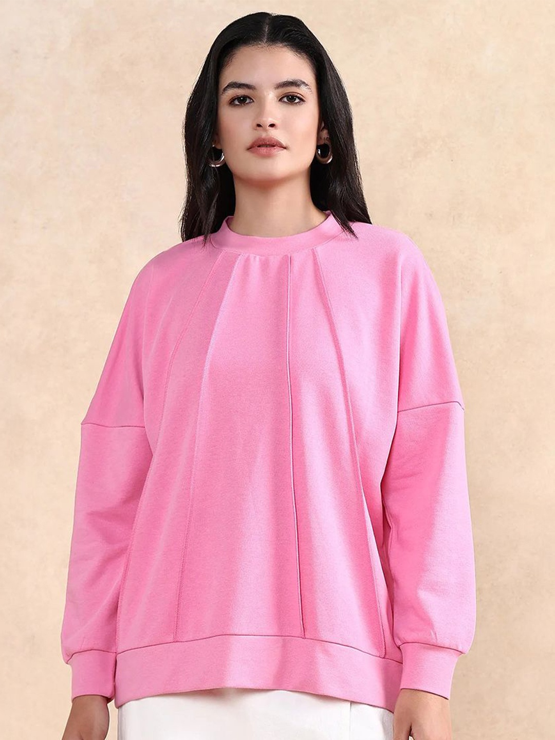 

RAREISM Women Solid Cotton Sweatshirt, Pink