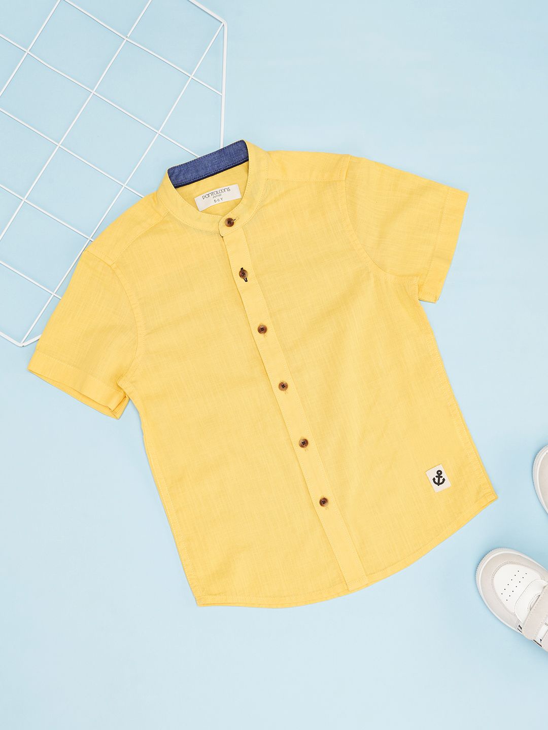 

Pantaloons Junior Boys Band Collar Solid Cotton Casual Shirt, Yellow