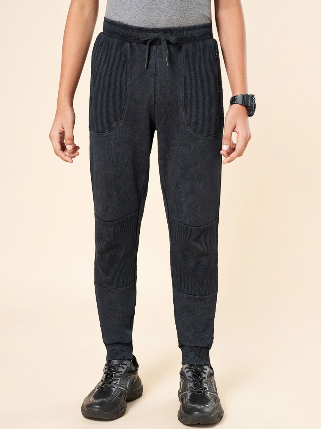 

Coolsters by Pantaloons Boys Pure Cotton Mid Rise Jogger Track Pant, Black