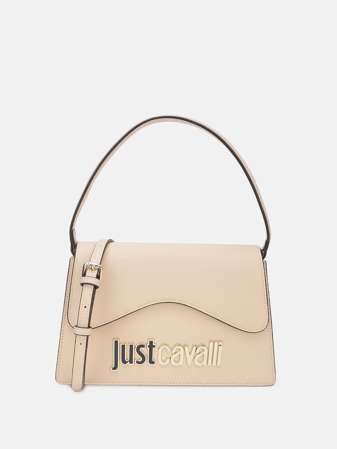 

Just Cavalli Women Solid Structured Satchel Bag, Beige