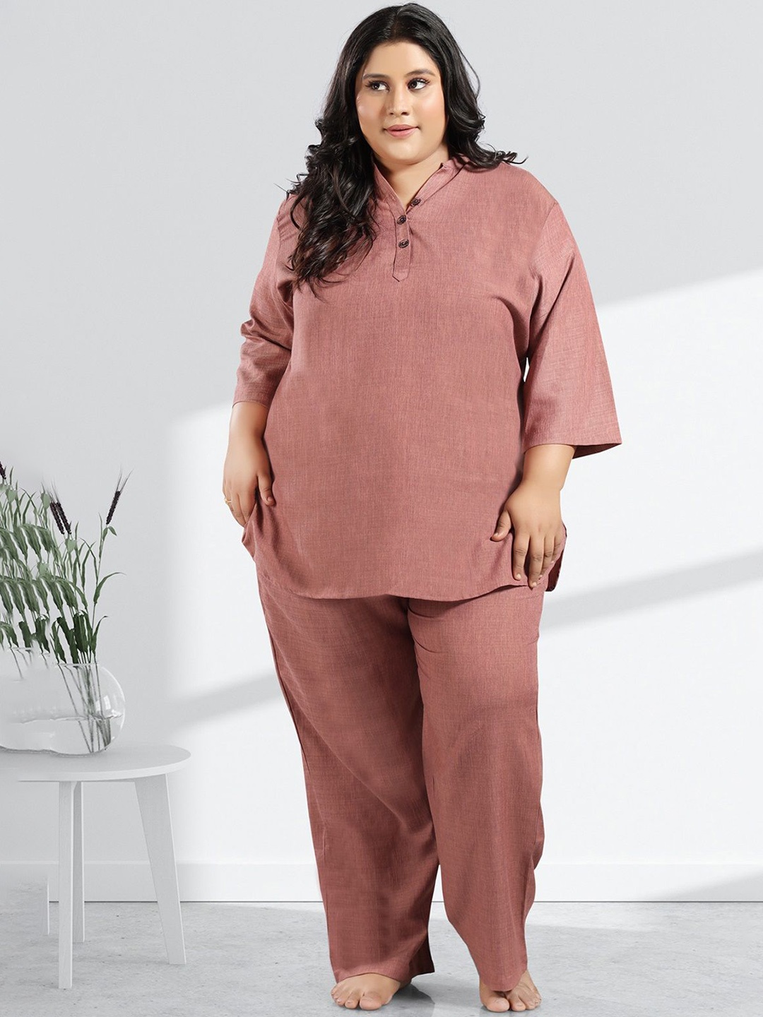 

TITTLI Women Plus Size Top With Pyjama Nightsuits, Orange