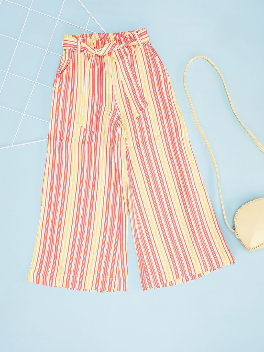 

Pantaloons Junior Girls Striped Drawstring Regular Trousers, Pink