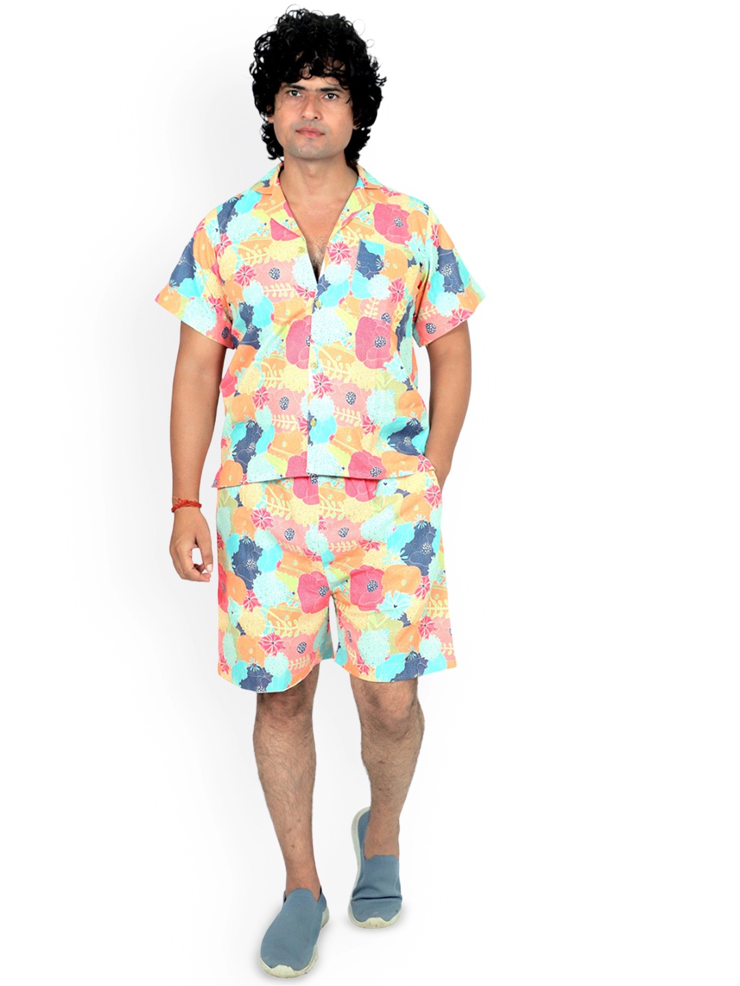 

TILISM Printed Pure Cotton Shirt With Shorts Co-Ords, Blue