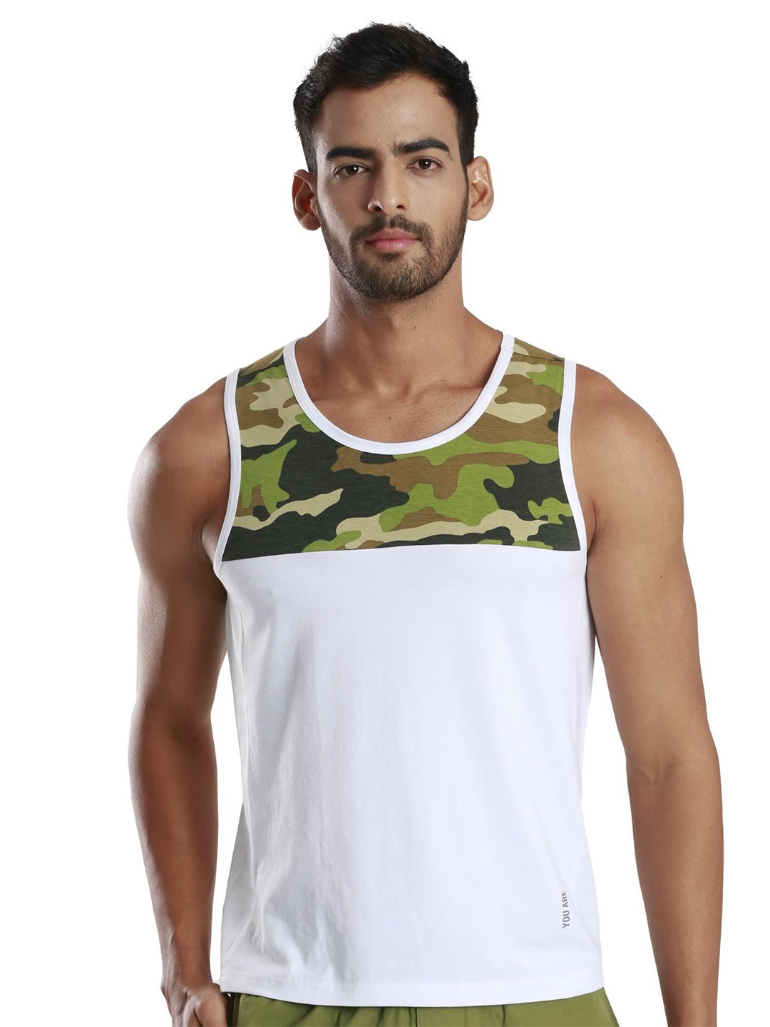 

FREECULTR Men Printed Gym Innerwear Vest, White