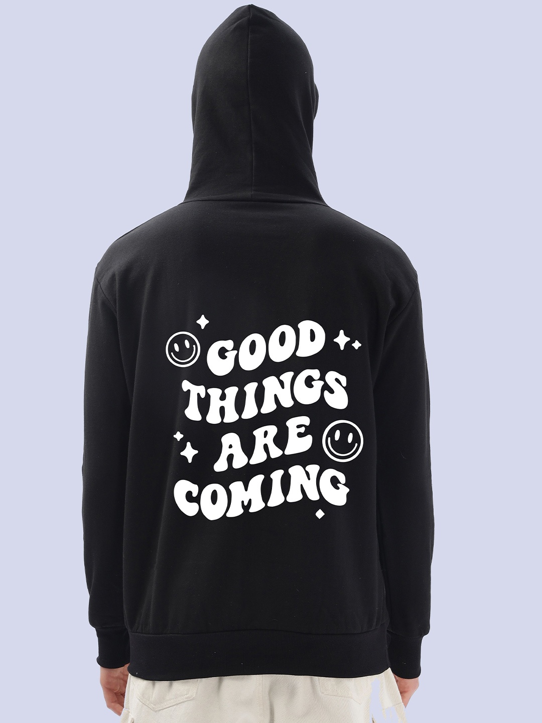 

FALTU.CO Men Cotton Printed Hooded Sweatshirt, Black