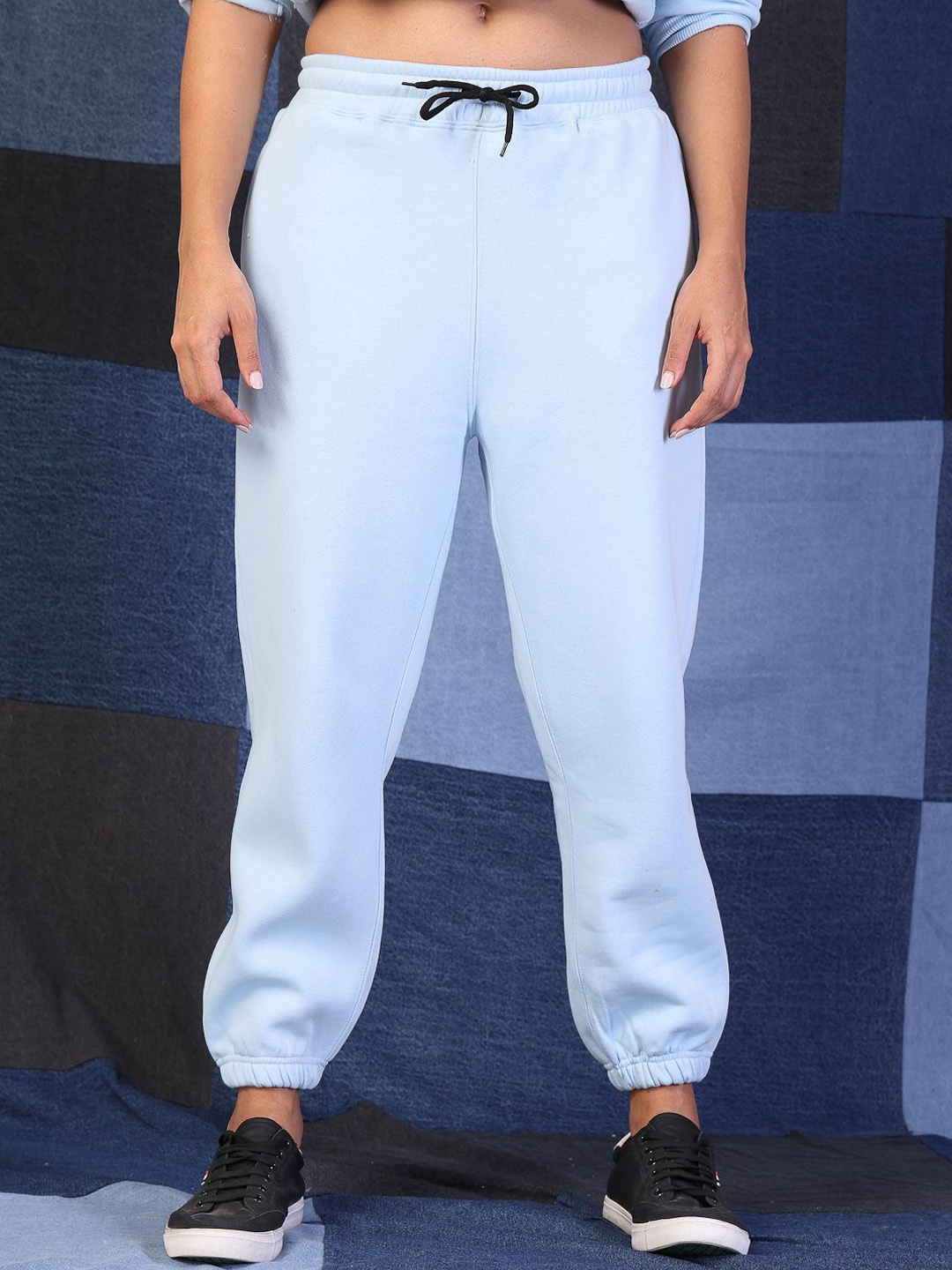

Vestido Modas Women Oversize Fit Mid- Rise Fleece Joggers, Blue