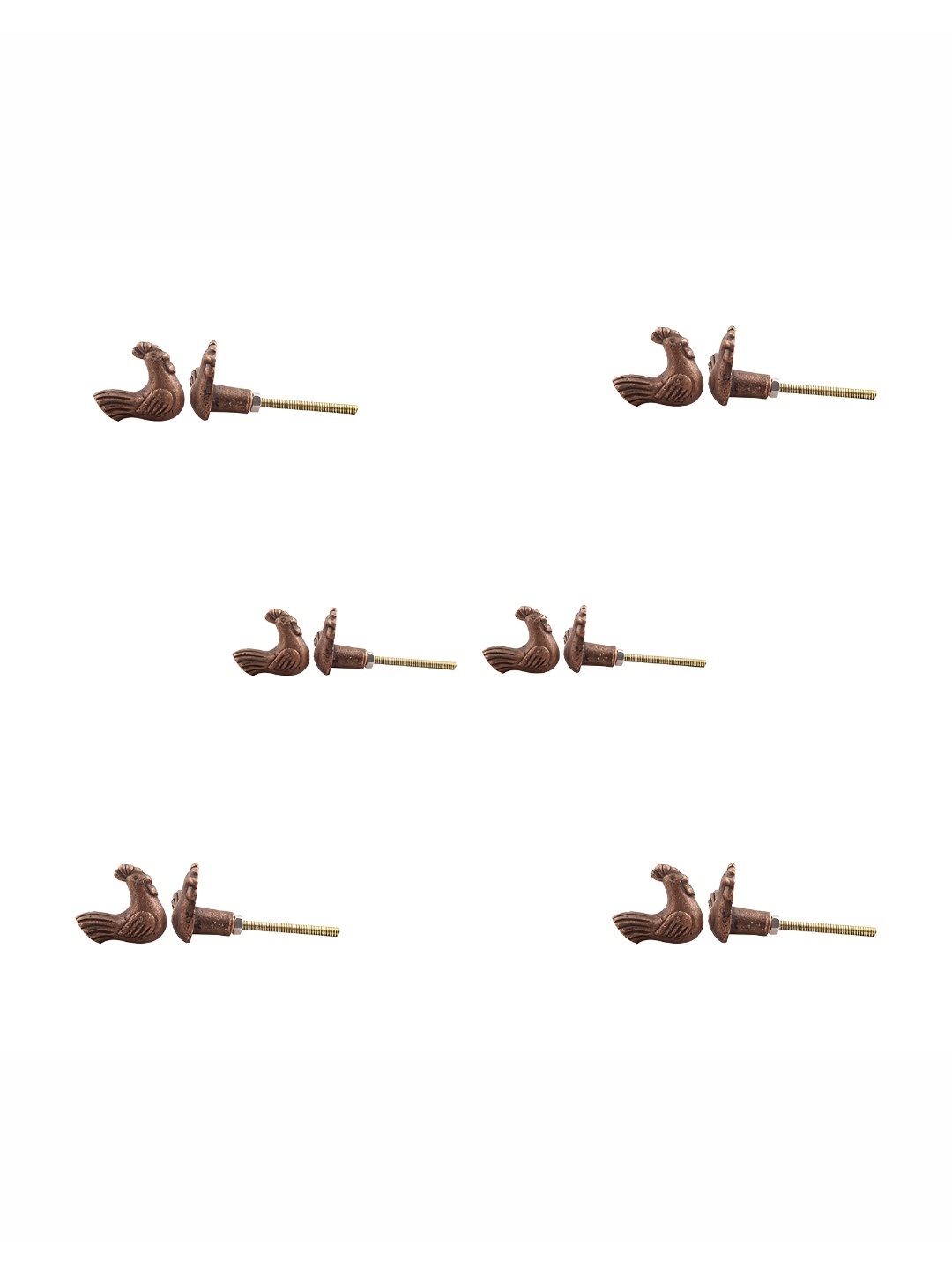 

Indianshelf Bronze 6 Pcs Iron Cock Shape Knobs