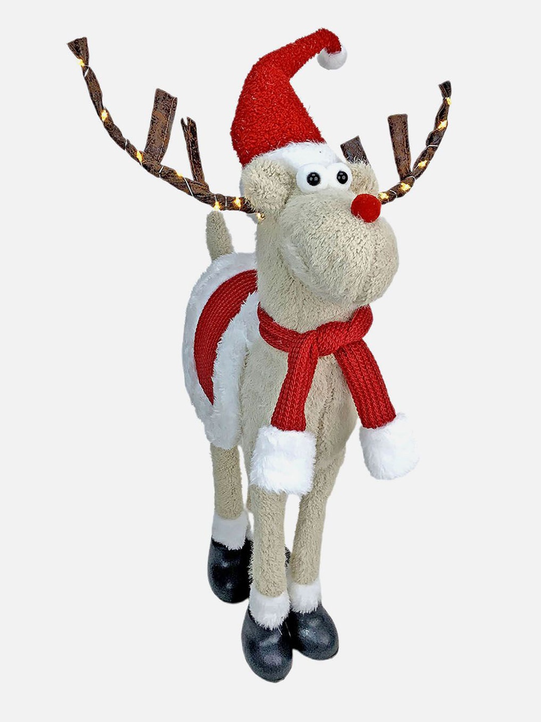 

Little Surprise Box LLP Red & Beige Standing Rudolf Showpiece