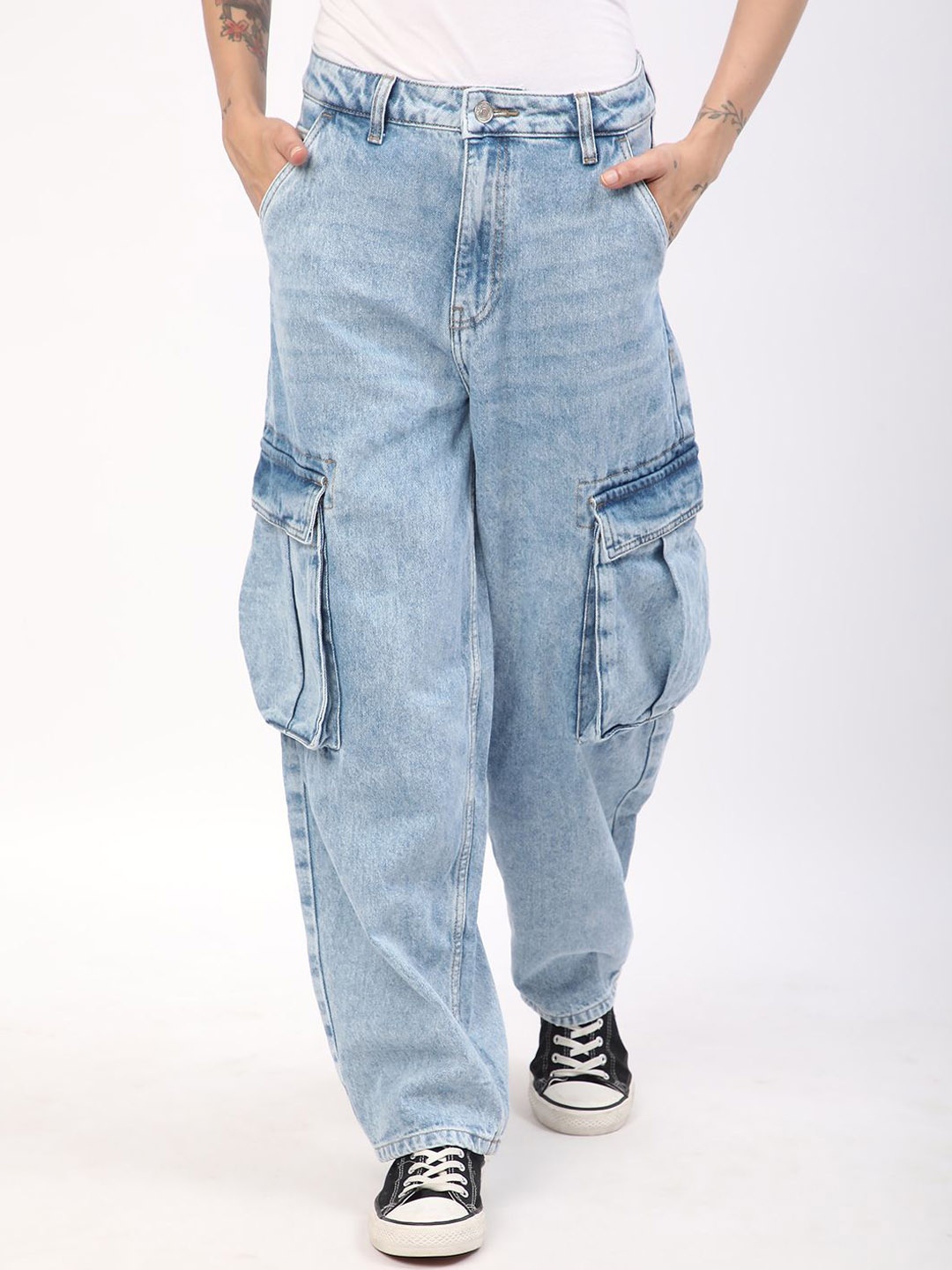 

R&B Women High-Rise Heavy Fade Slouchy Fit Jeans, Blue