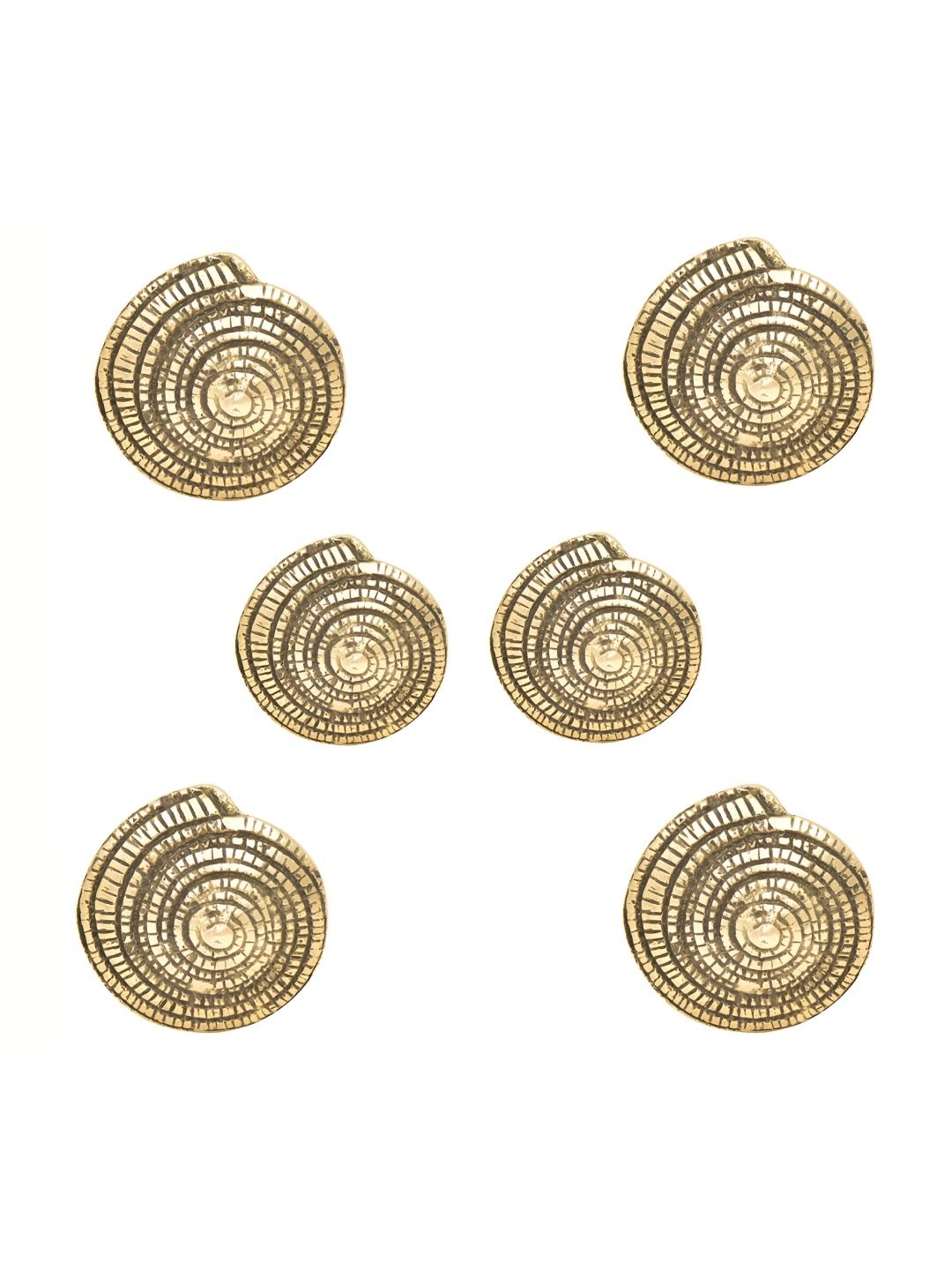 

Indianshelf Goldtoned 6 Pieces Textured Brass Tribal Spiral Knobs, Gold
