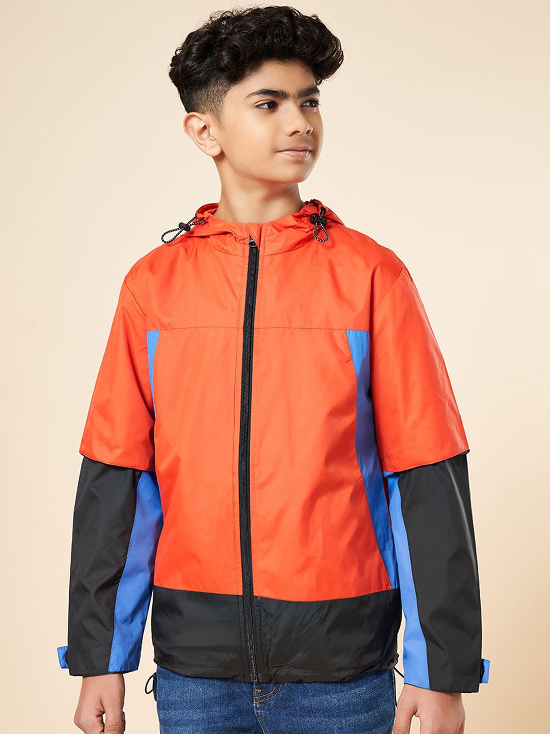 

Coolsters by Pantaloons Boys Hooded Colourblocked Casual Bomber Jacket, Orange