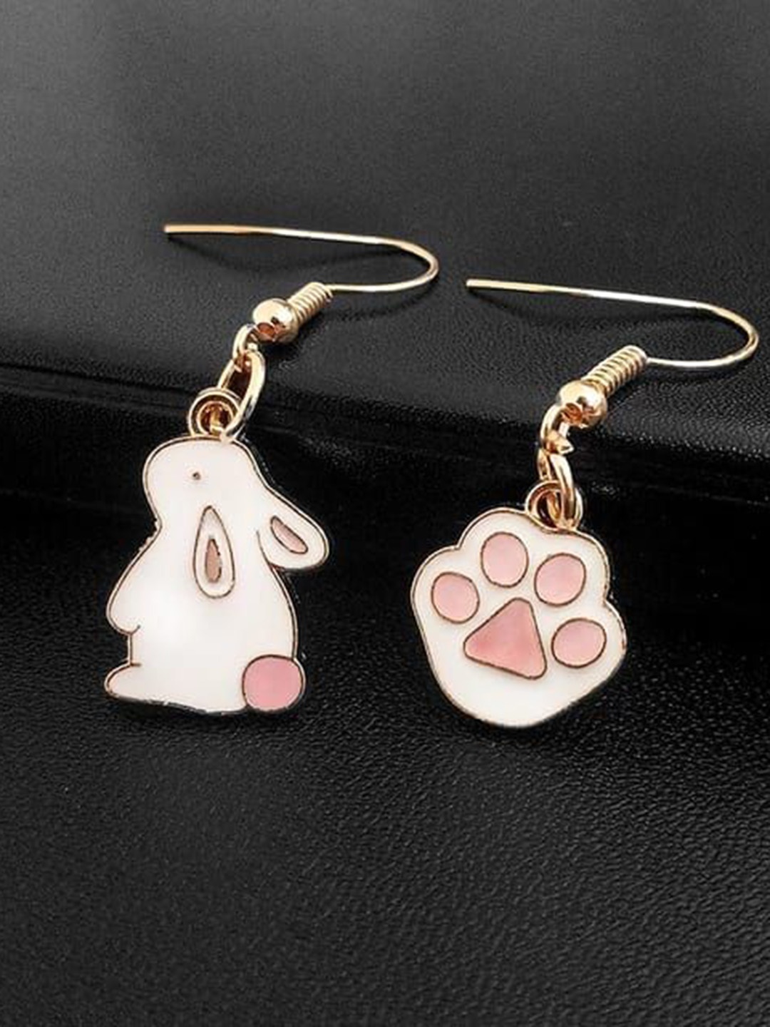 

YU FASHIONS Rhinestone Studded Geometric Drop Earrings, Pink