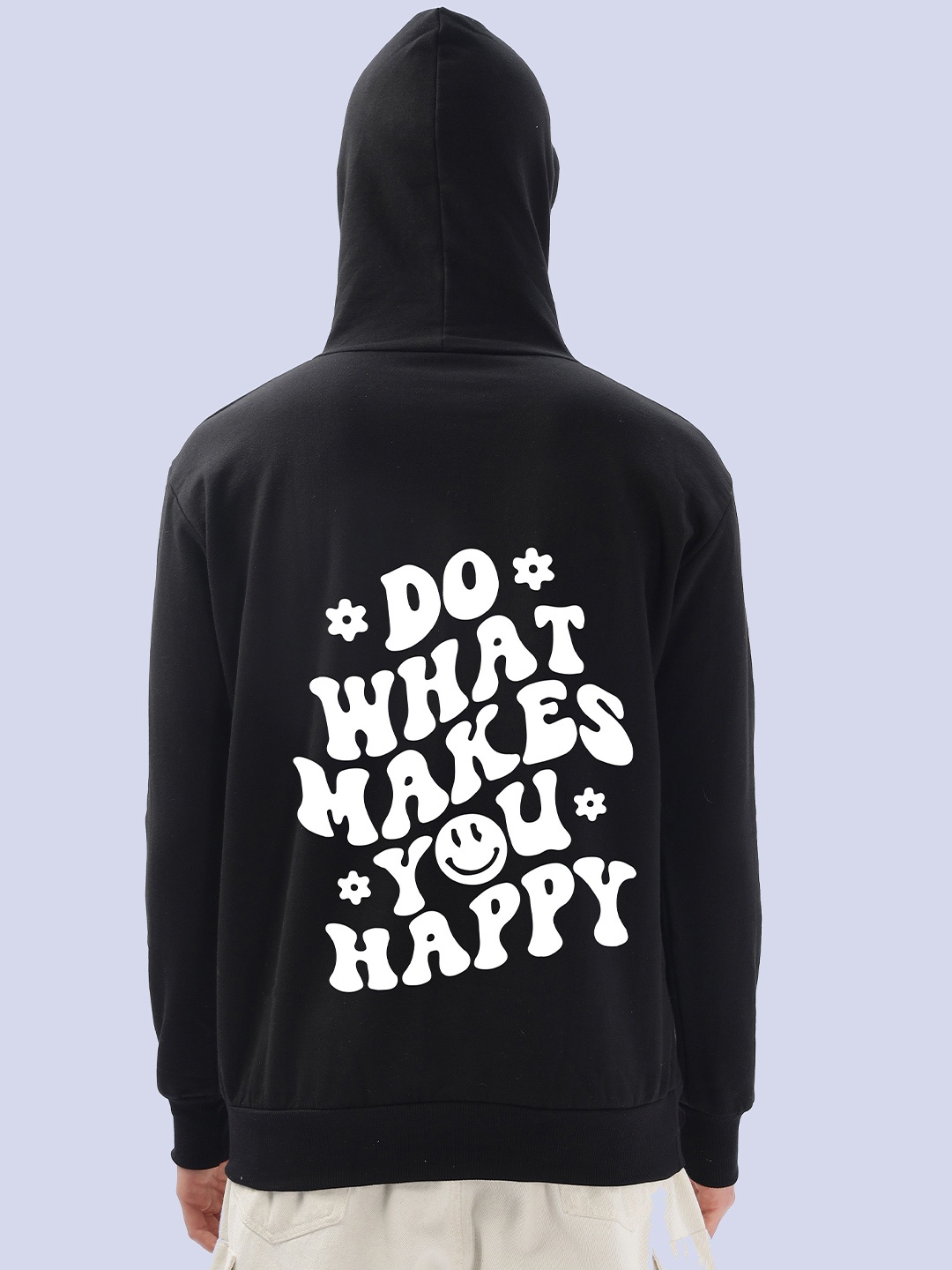 

FALTU.CO Men Cotton Typography Printed Hooded Sweatshirt, Black