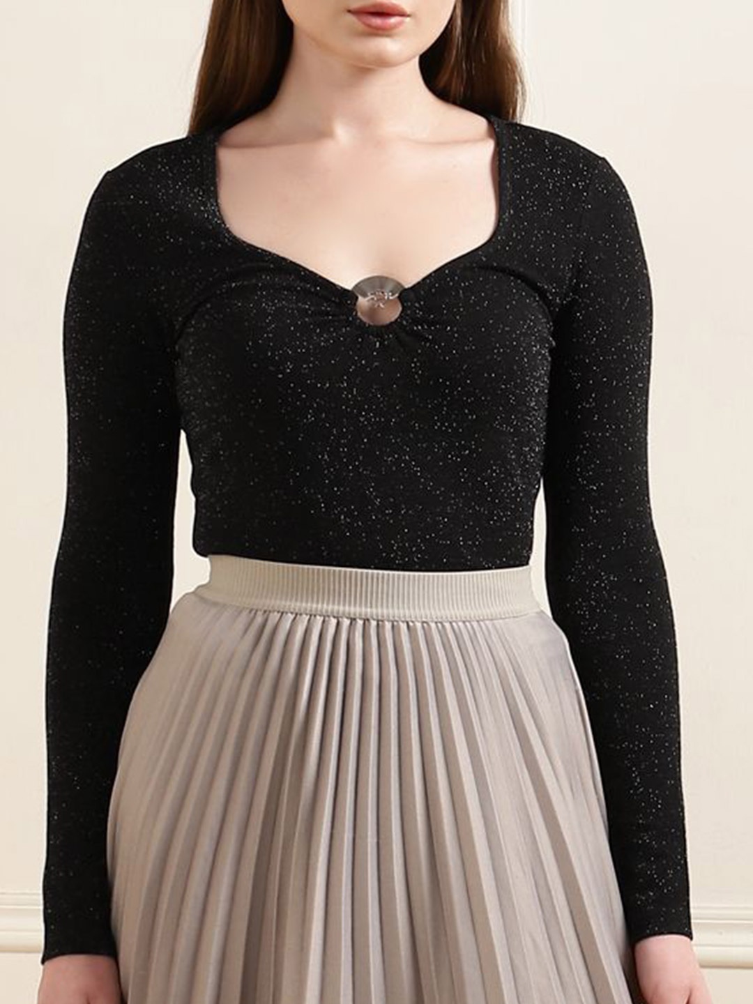 

Karl Lagerfeld Women Solid Crop Top, Black