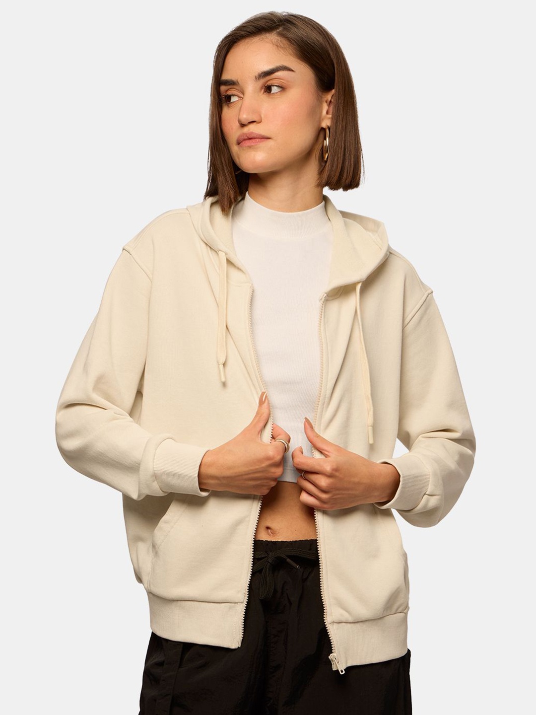 

The Souled Store Women Hooded Sweatshirt, Off white