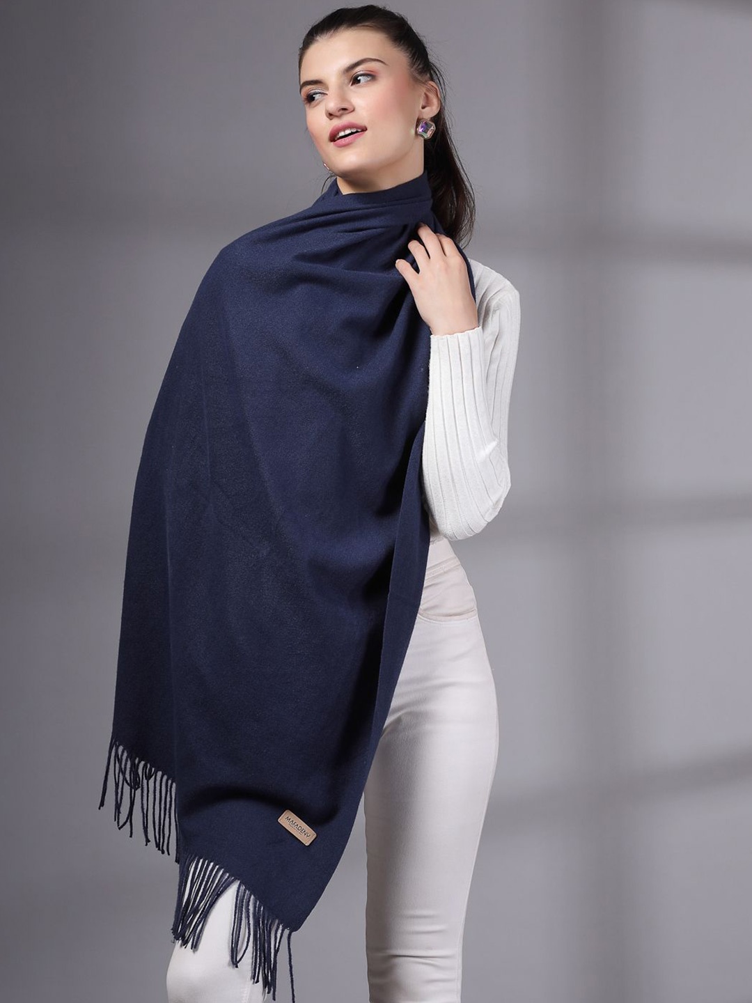 

Mafadeny Women Solid Stole, Navy blue