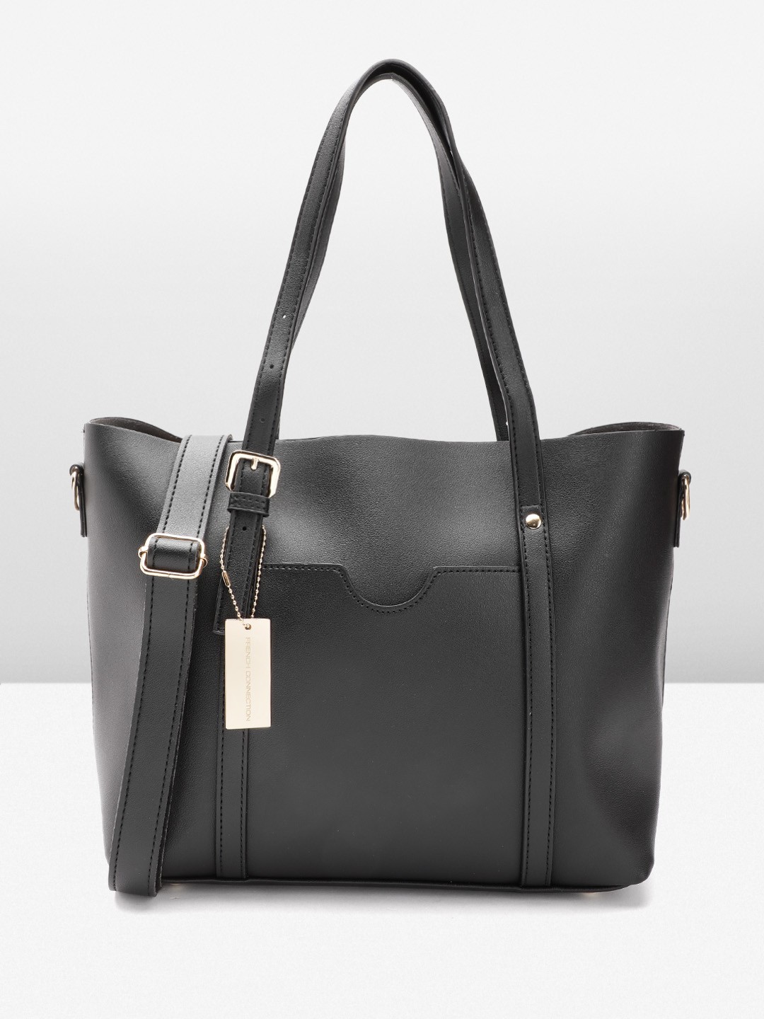 

French Connection Structured Shoulder Bag With Detachable Sling Strap, Black