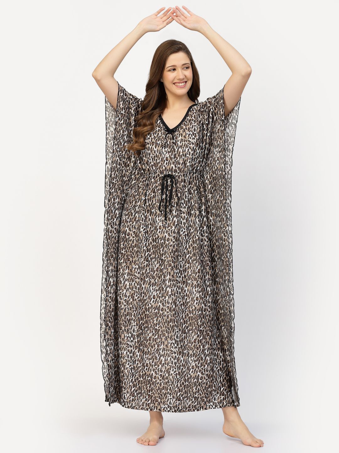 

CHUI MUI Animal Printed Maxi Kaftan Nightdress, Brown