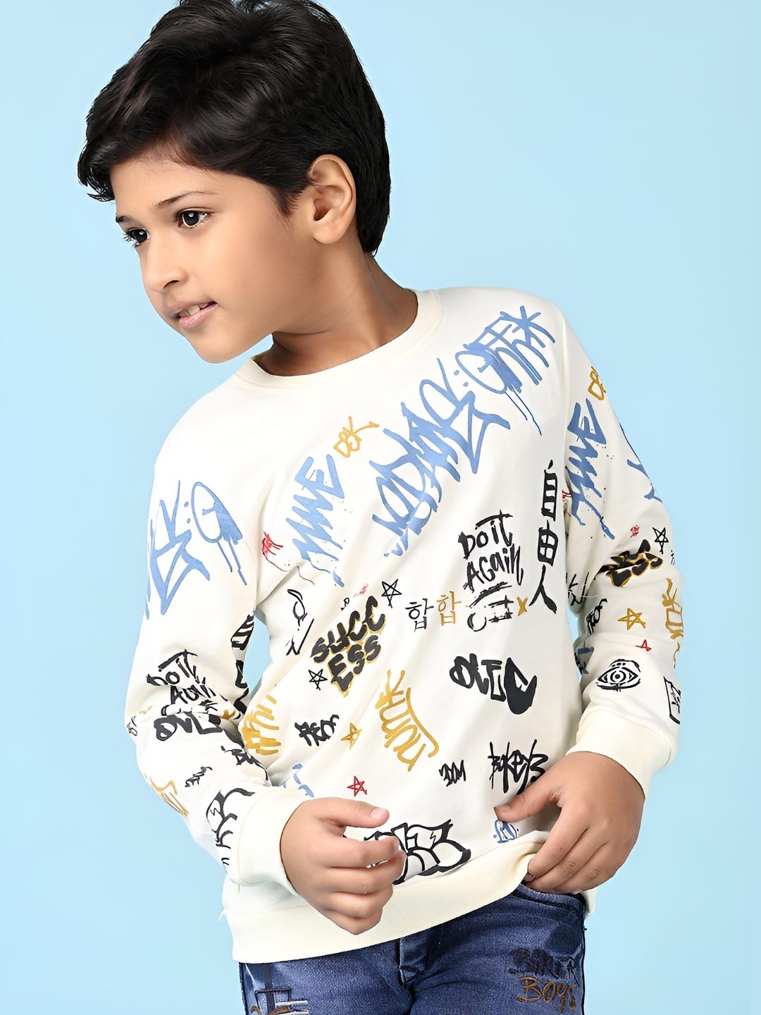 

V-Mart Boys Floral Printed Applique T-shirt, Beige