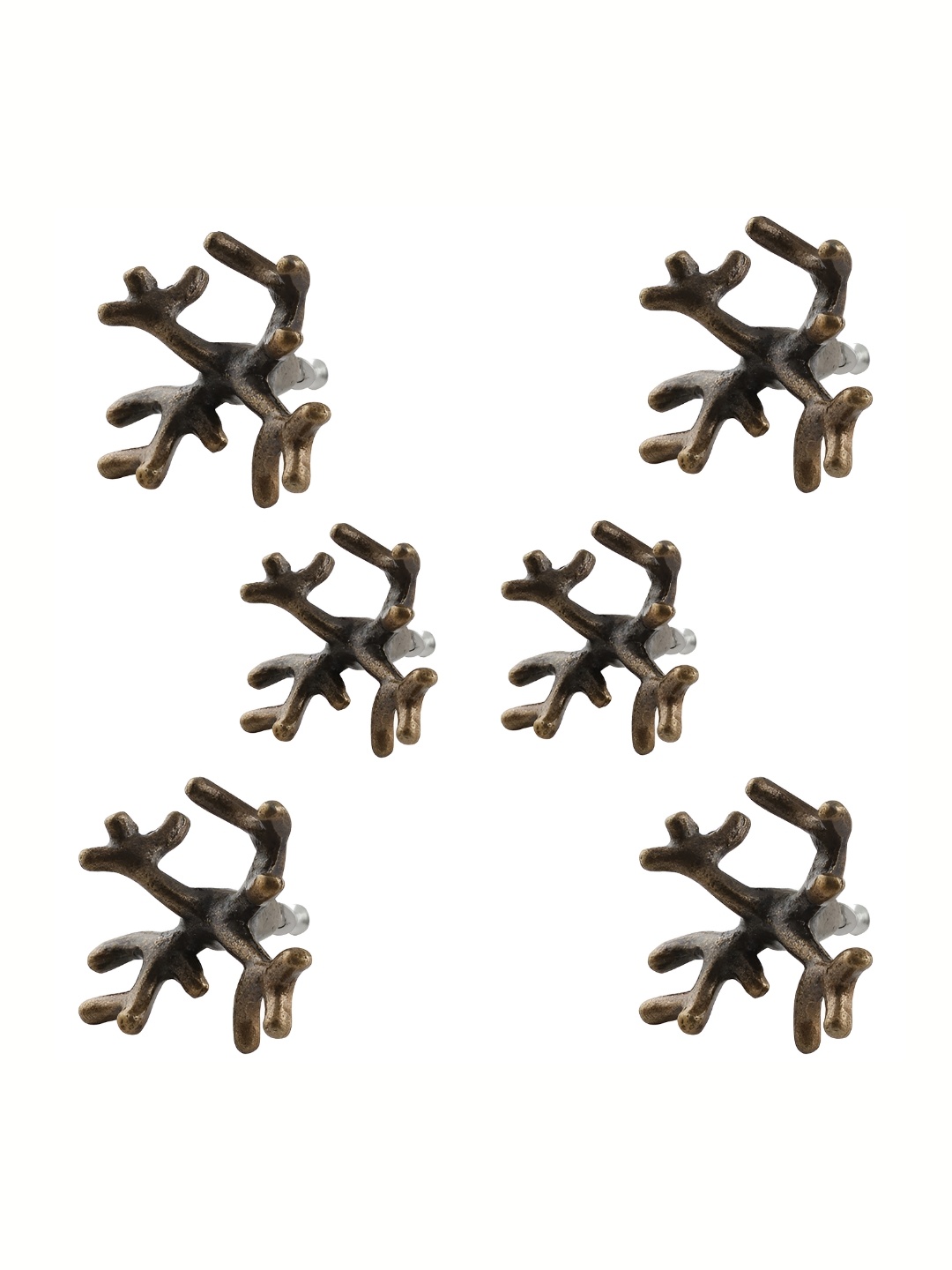 

Indianshelf 6-Pcs Brown Textured Iron Deer Knobs