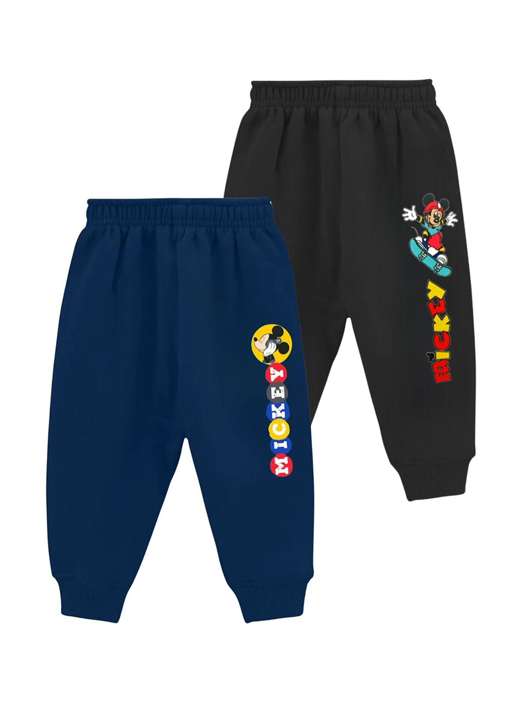 

FRENCH KLEIDER Boys Pack of 2 Cartoon Characters Mid Rise Cotton Joggers, Black