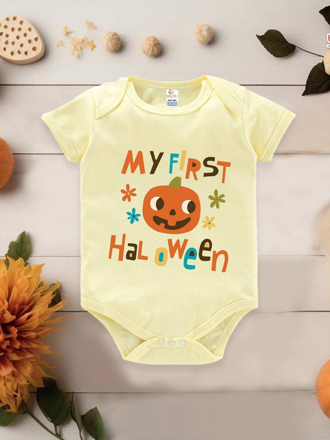 

Babywish Infants Printed Cotton Short Sleeves Rompers, Yellow