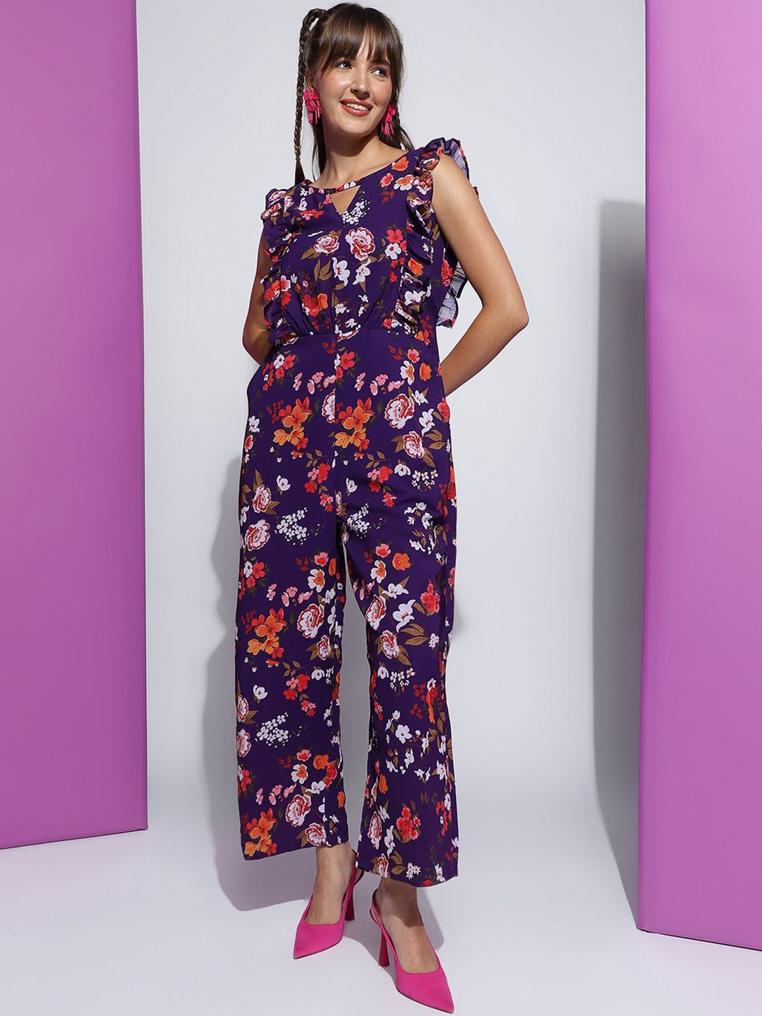 

J Turritopsis Women Printed Basic Jumpsuit, Purple
