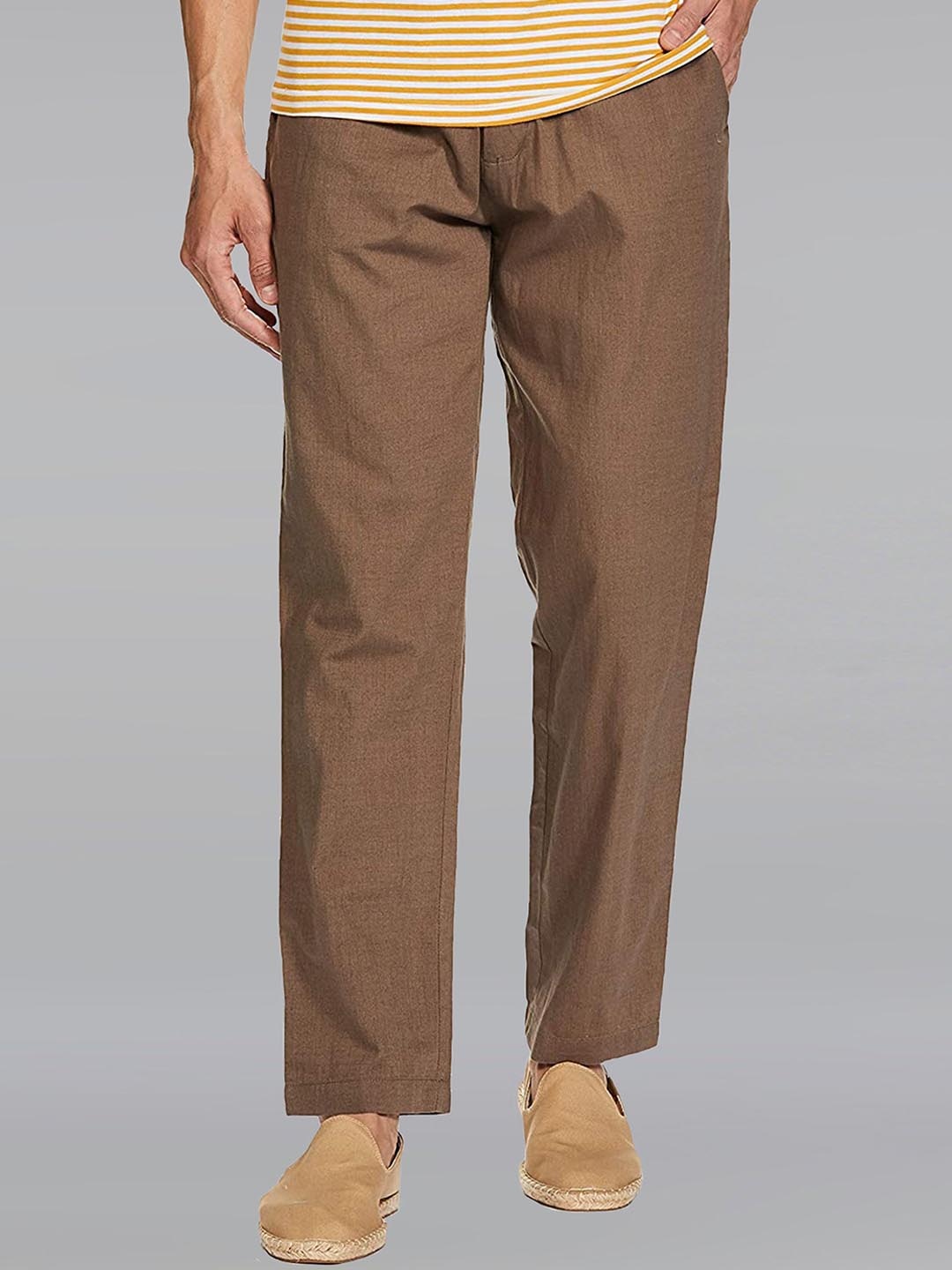

Dream of Glory Inc Men Relaxed Straight Leg Trousers, Brown