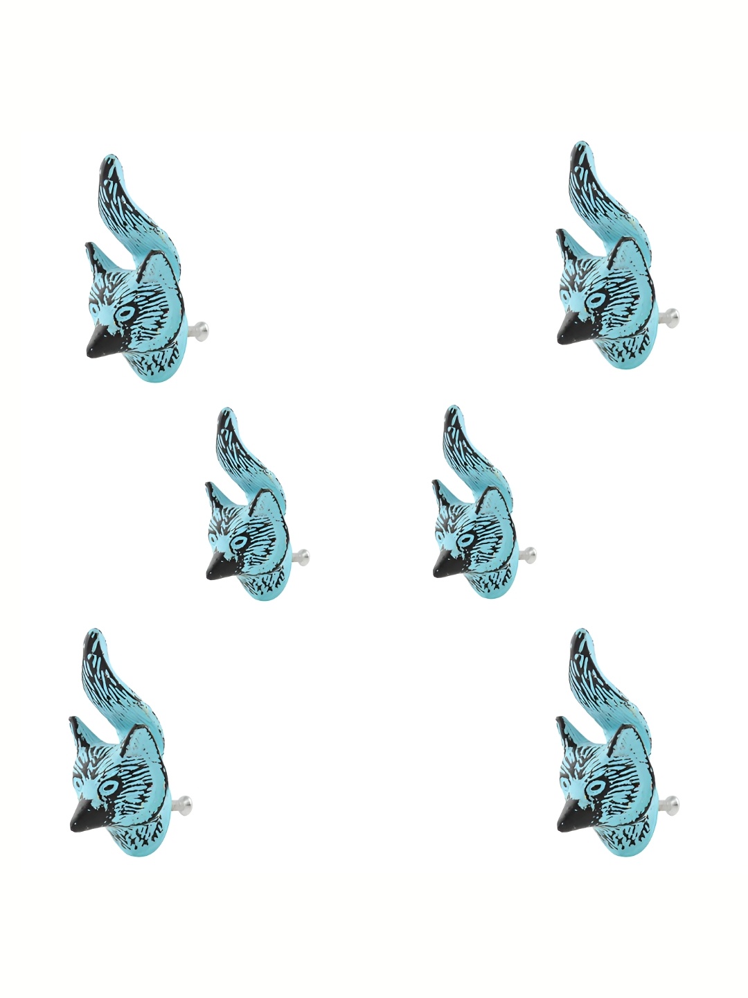 

Indianshelf Turquoise Blue 6 Pieces Textured Fox Face Knobs