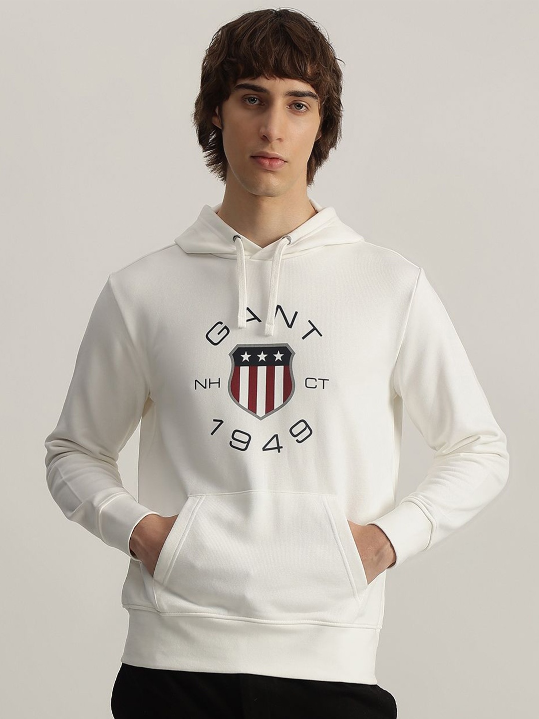 

GANT Men Printed Hooded Sweatshirt, White