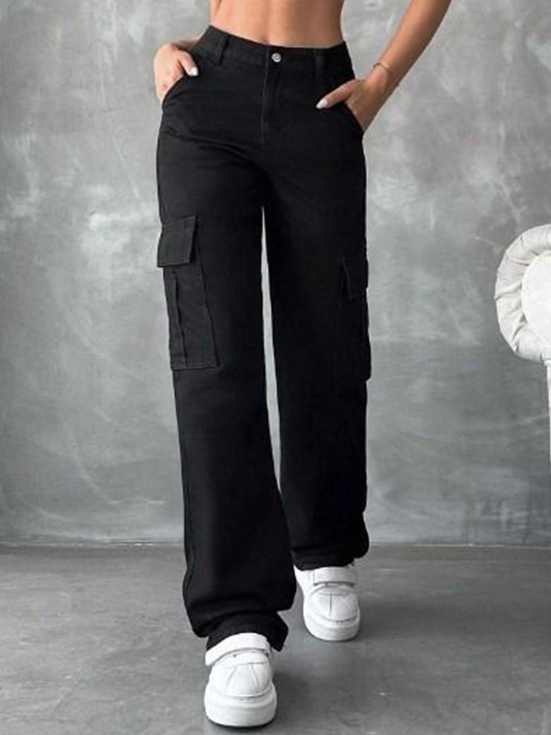 

Next One Women Cotton Mom Fit High-Rise Stretchable Jeans, Black