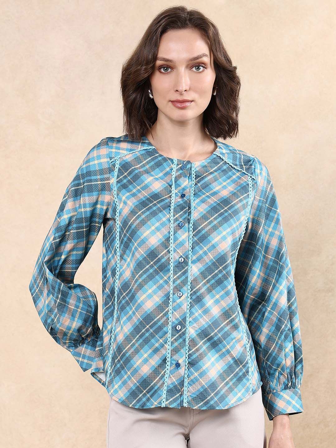 

RAREISM Women Comfort Opaque Printed Casual Shirt, Blue
