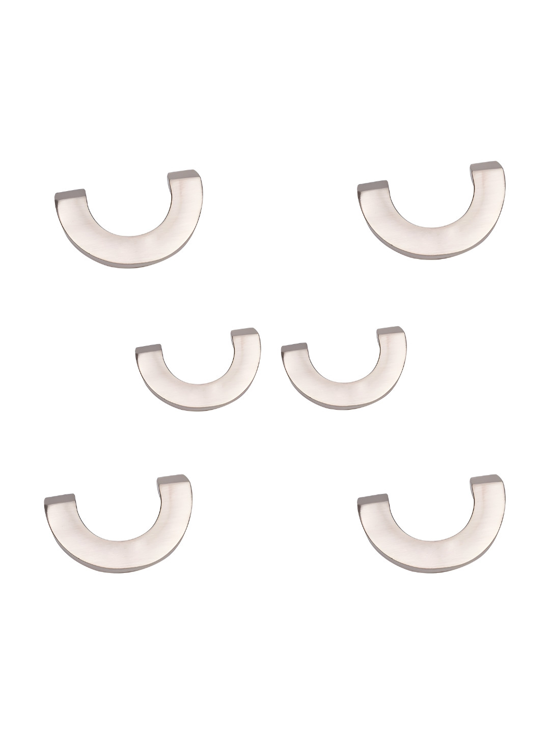 

Indianshelf Set Of 6 Brass U Shape Knobs, Silver