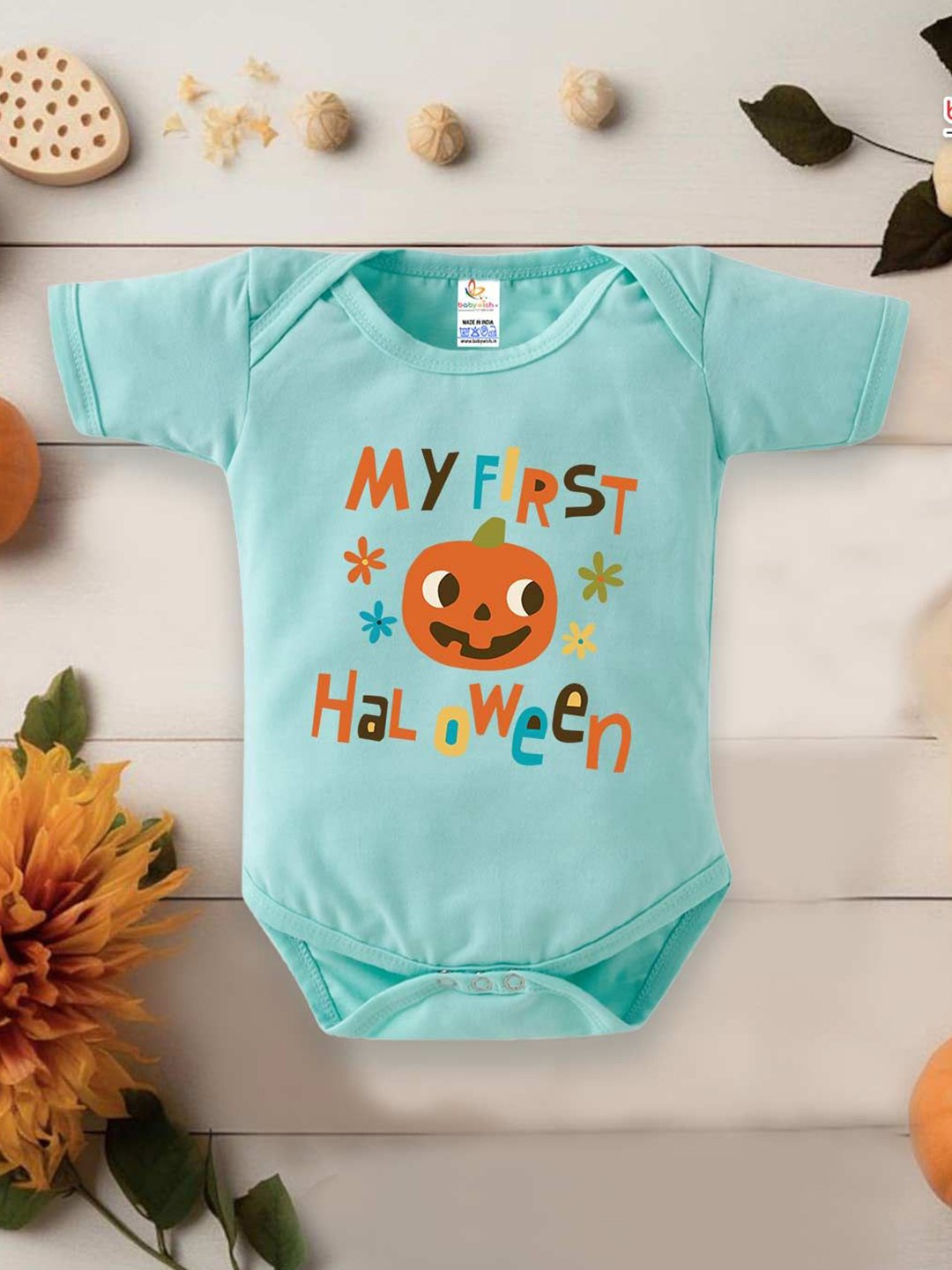 

Babywish Infants Printed Cotton Short Sleeves Bodysuit, Sea green