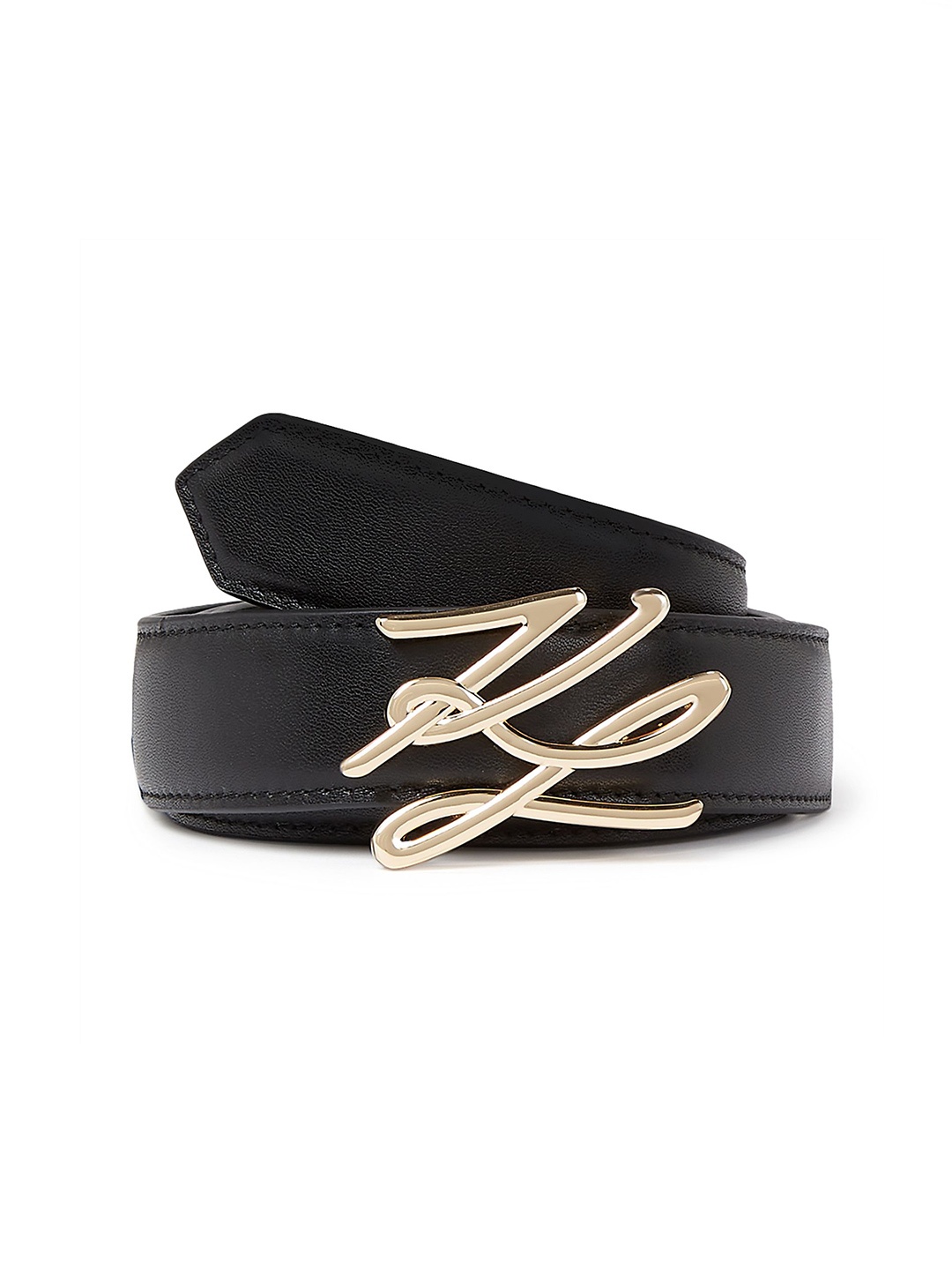 

Karl Lagerfeld Women Textured Leather Belt, Black